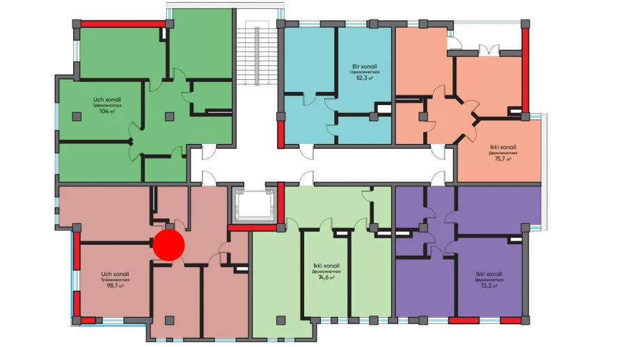 3-комнатная квартира 98.7 м²  8/8 этаж