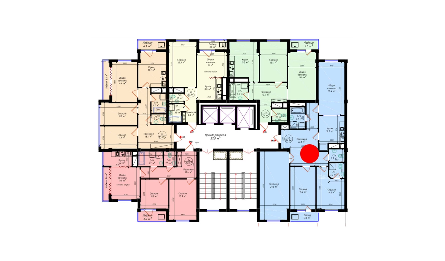 4-комнатная квартира 124.2 м²  2/2 этаж