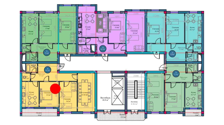 3-xonali xonadon 91.2 m²  8/8 qavat