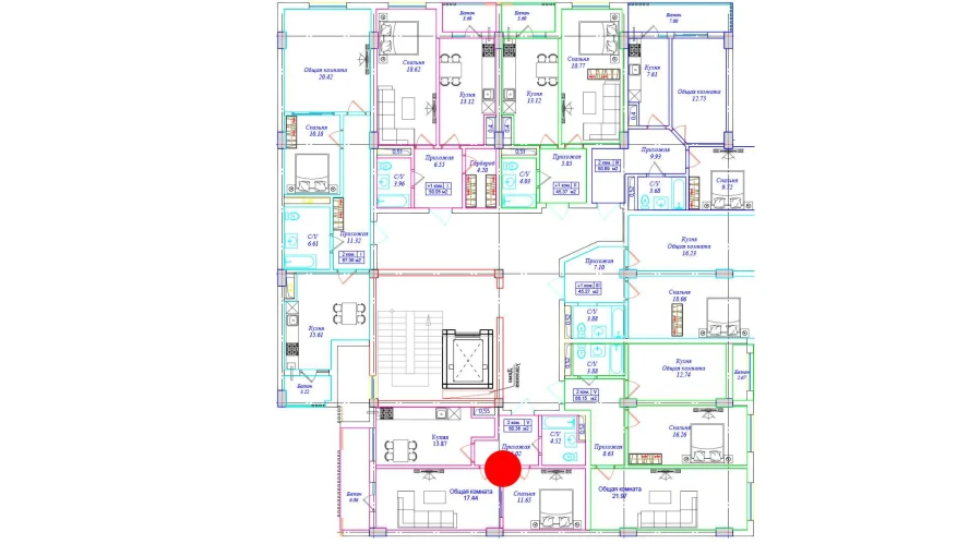 2-комнатная квартира 60.36 м²  6/6 этаж