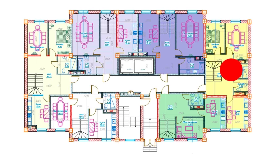 2-xonali xonadon 77.08 m²  1/1 qavat