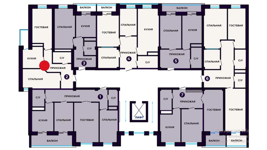 2-комнатная квартира 56.08 м²  5/5 этаж