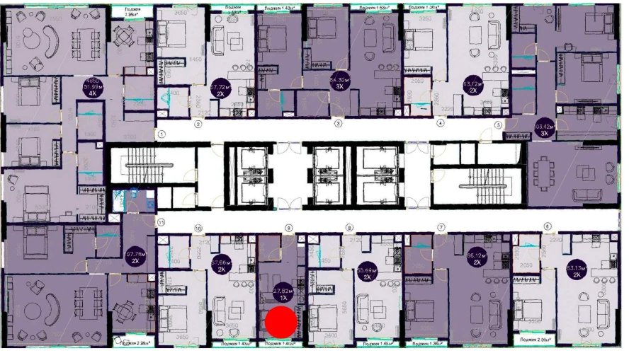 1-комнатная квартира 27.82 м²  2/2 этаж