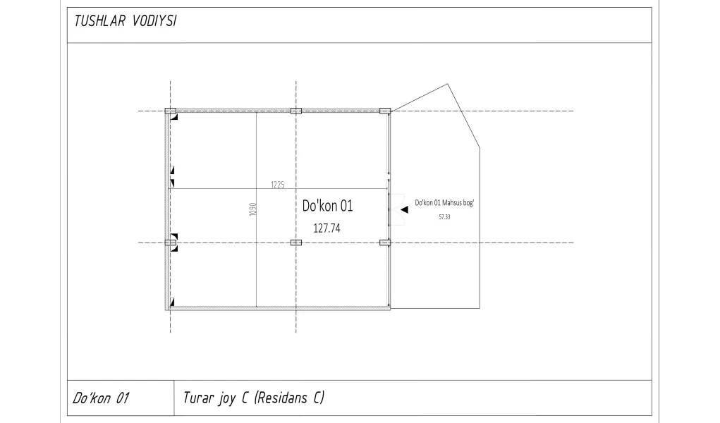 1-xonali xonadon 127.74 m²  0/0 qavat