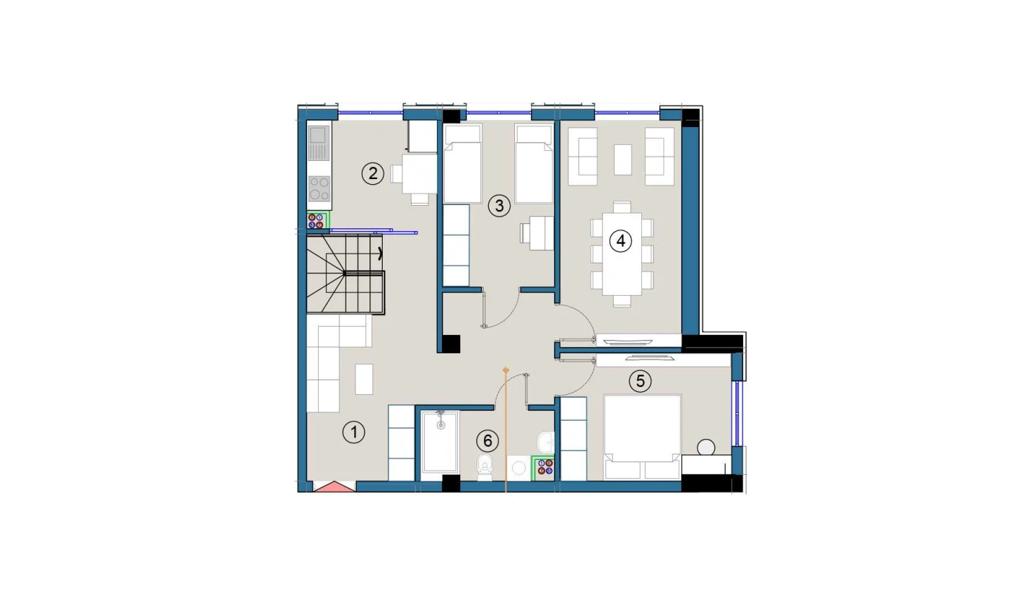 3-xonali xonadon 74.5 m²  1/1 qavat