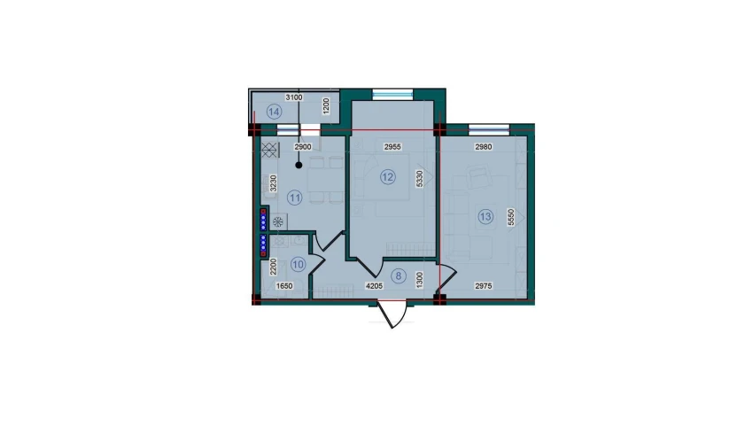 2-xonali xonadon 114.2 m²  5/5 qavat | Bristol Turar-joy majmuasi