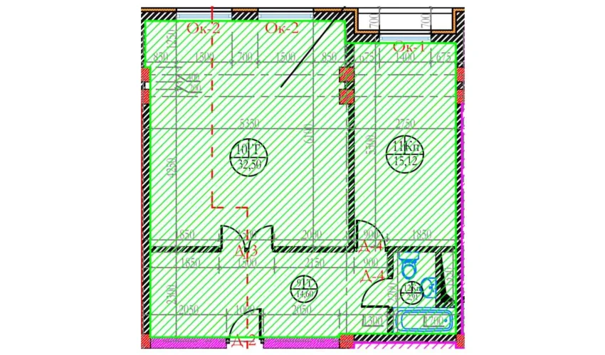 2-xonali xonadon 68.6 m²  8/8 qavat | Ziynat Capital Turar-joy majmuasi