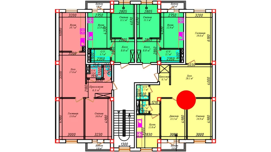 2-комнатная квартира 99.5 м²  4/4 этаж