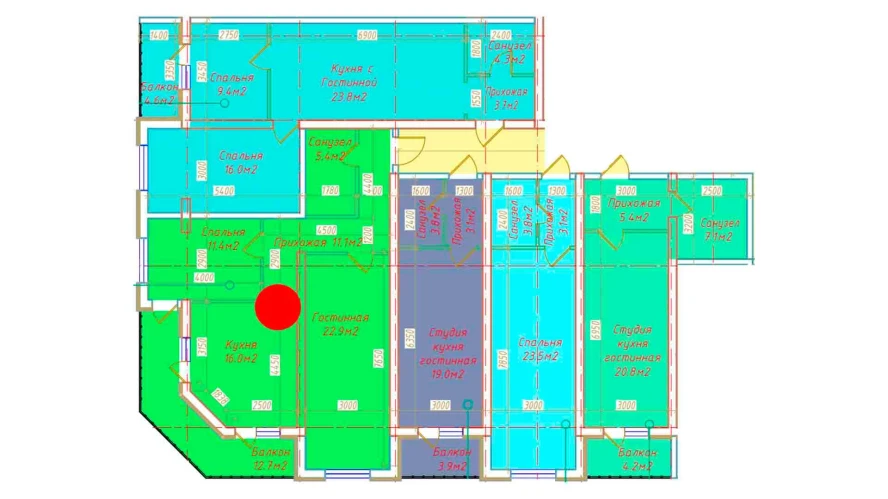 2-комнатная квартира 79.5 м²  3/3 этаж