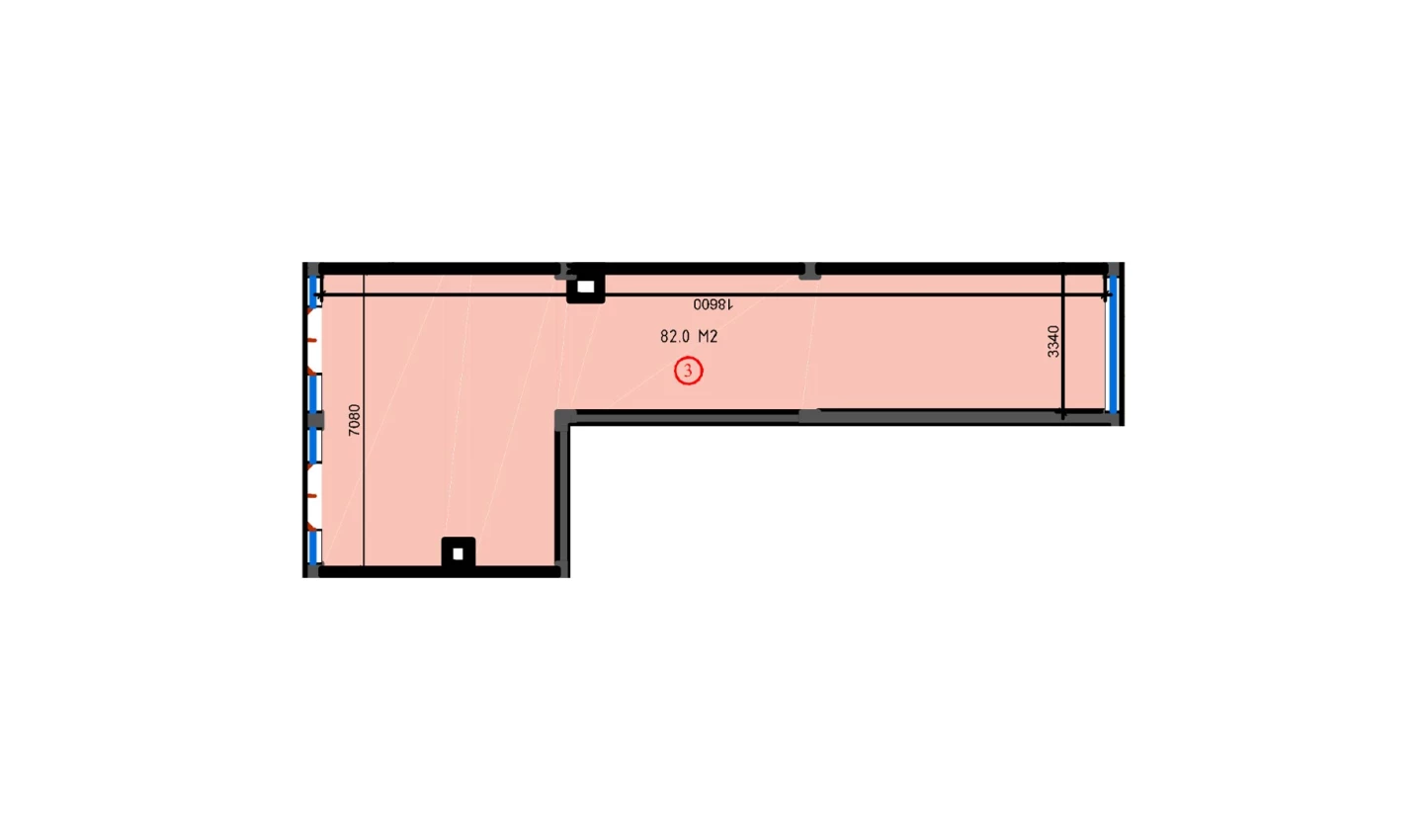 1-xonali xonadon 82 m²  3/3 qavat