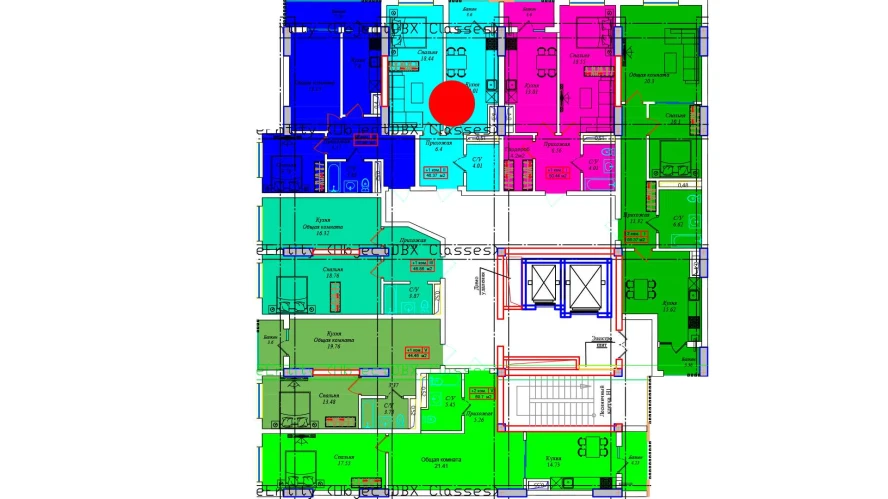 1-xonali xonadon 44.78 m²  15/15 qavat