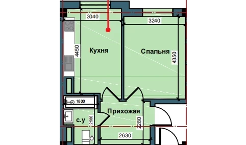 2-xonali xonadon 38.8 m²  2/2 qavat