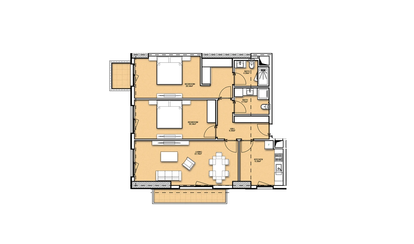 3-комнатная квартира 96.27 м²  19/19 этаж