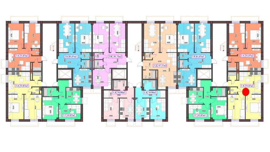 2-комнатная квартира 51.87 м²  0/0 этаж