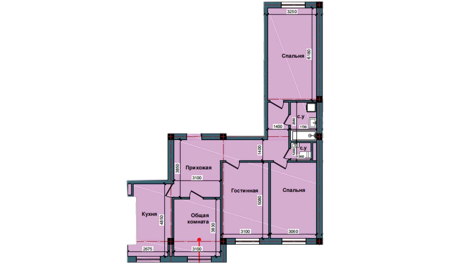 4-комнатная квартира 109.9 м²  2/2 этаж