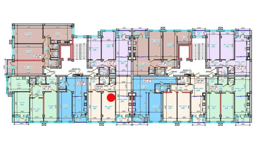 3-комнатная квартира 82.29 м²  7/7 этаж