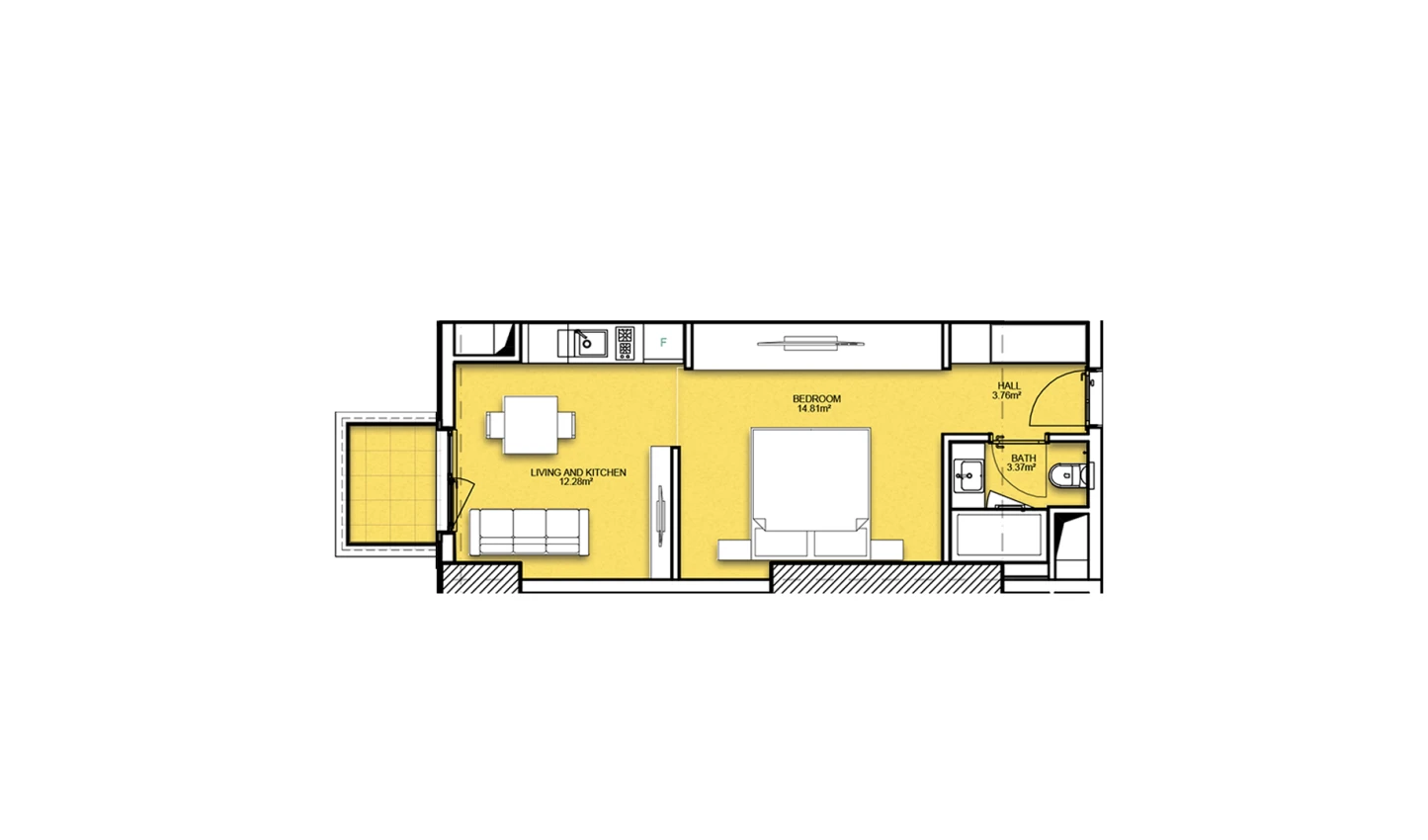 1-комнатная квартира 37.31 м²  18/18 этаж