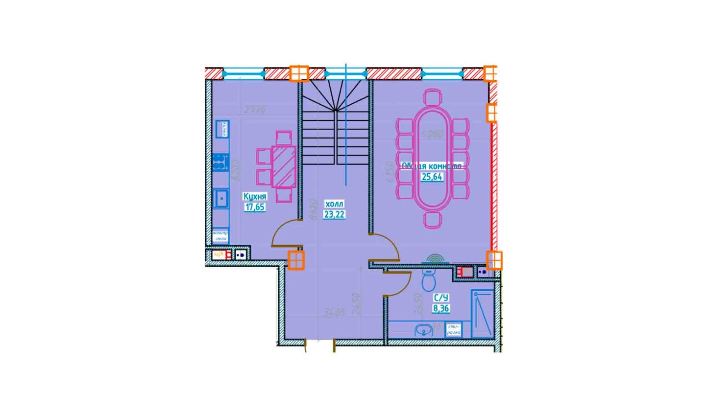 1-комнатная квартира 74.88 м²  1/1 этаж