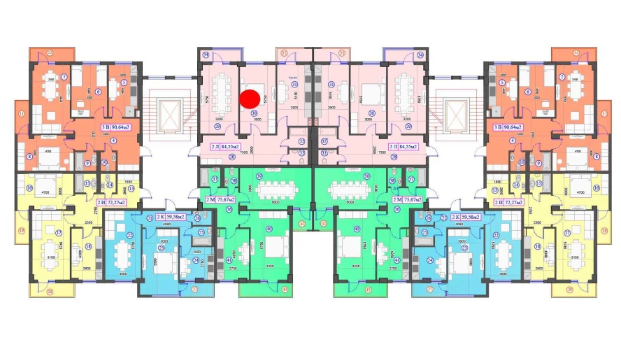 2-комнатная квартира 84.55 м²  2/2 этаж