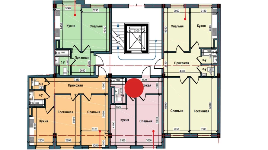 1-xonali xonadon 41 m²  4/4 qavat