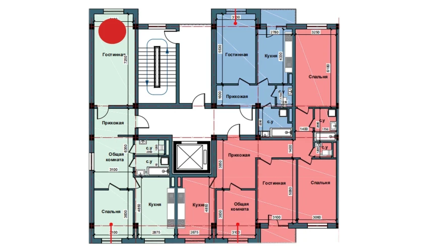 3-xonali xonadon 80 m²  11/11 qavat | NUR BARAKA Turar-joy majmuasi