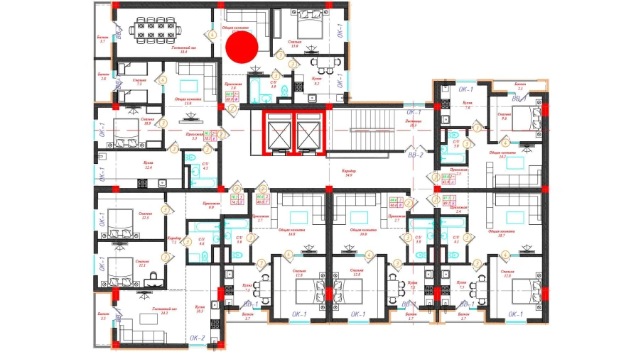 2-xonali xonadon 69.9 m²  11/12 qavat | CHINARA PARK Turar-joy majmuasi