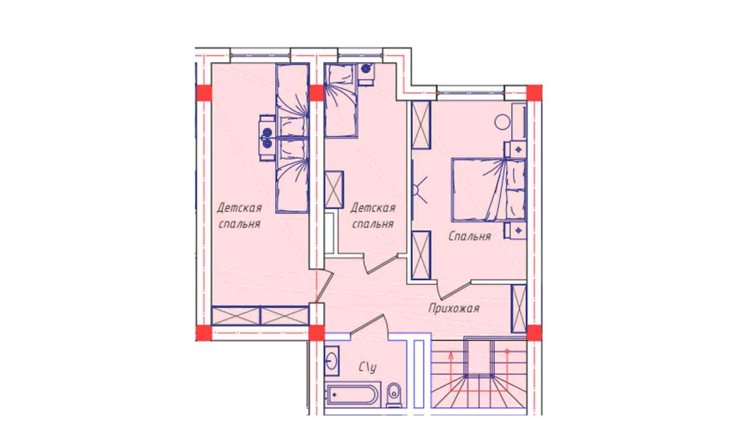 3-комнатная квартира 64.7 м²  8/8 этаж