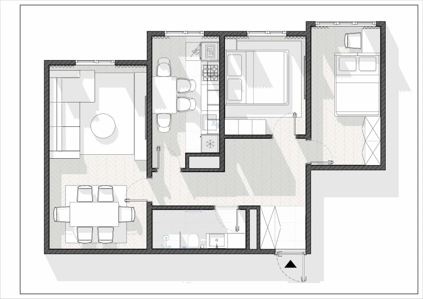 3-xonali xonadon 60.75 m²  6/6 qavat