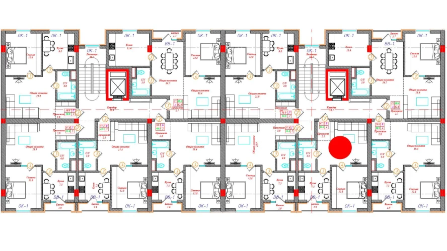 2-комн. квартира 47.5 м²  8/12 этаж | Жилой комплекс CHINARA PARK