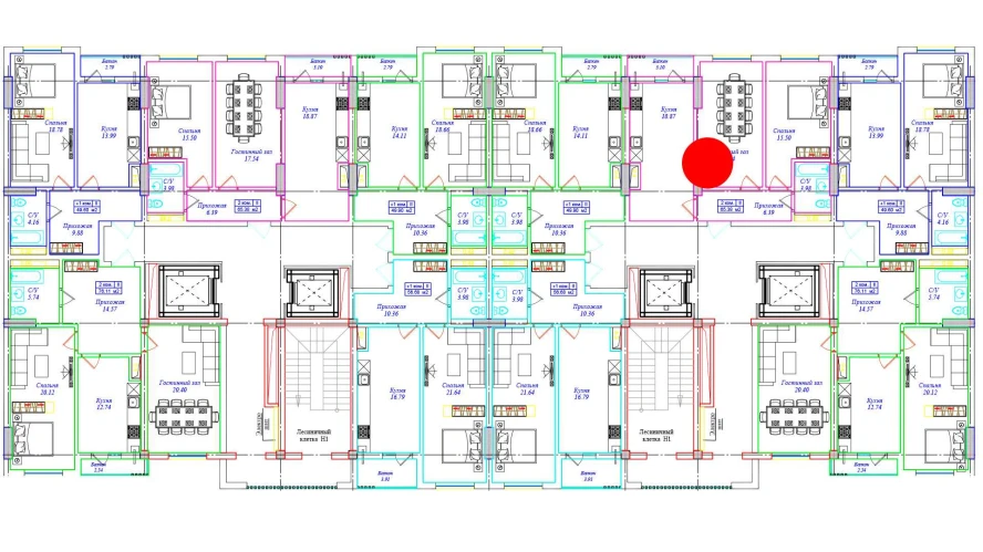 2-xonali xonadon 65.38 m²  1/1 qavat