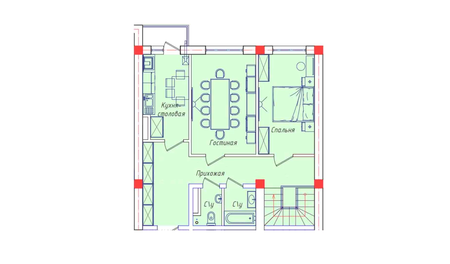 5-xonali xonadon 127.12 m²  7/7 qavat