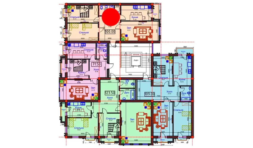 3-xonali xonadon 100 m²  6/8 qavat | BAHOR Turar-joy majmuasi