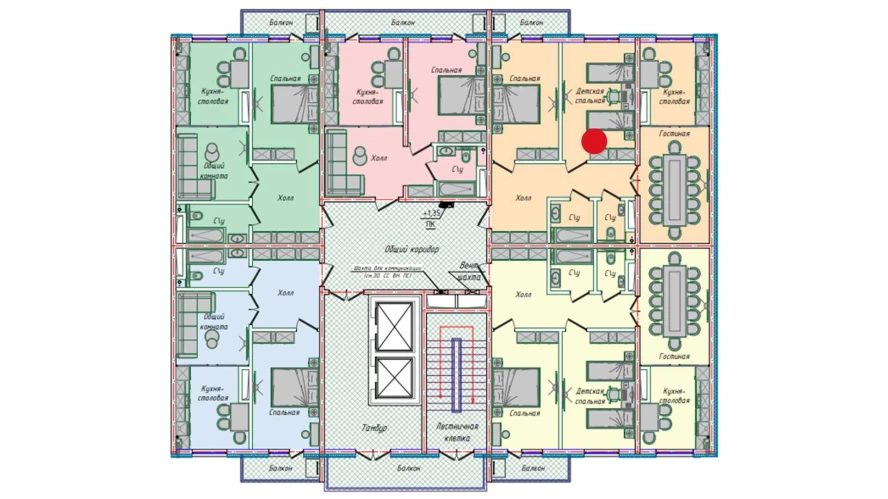 3-xonali xonadon 80.66 m²  14/16 qavat | EKO PARK Turar-joy majmuasi