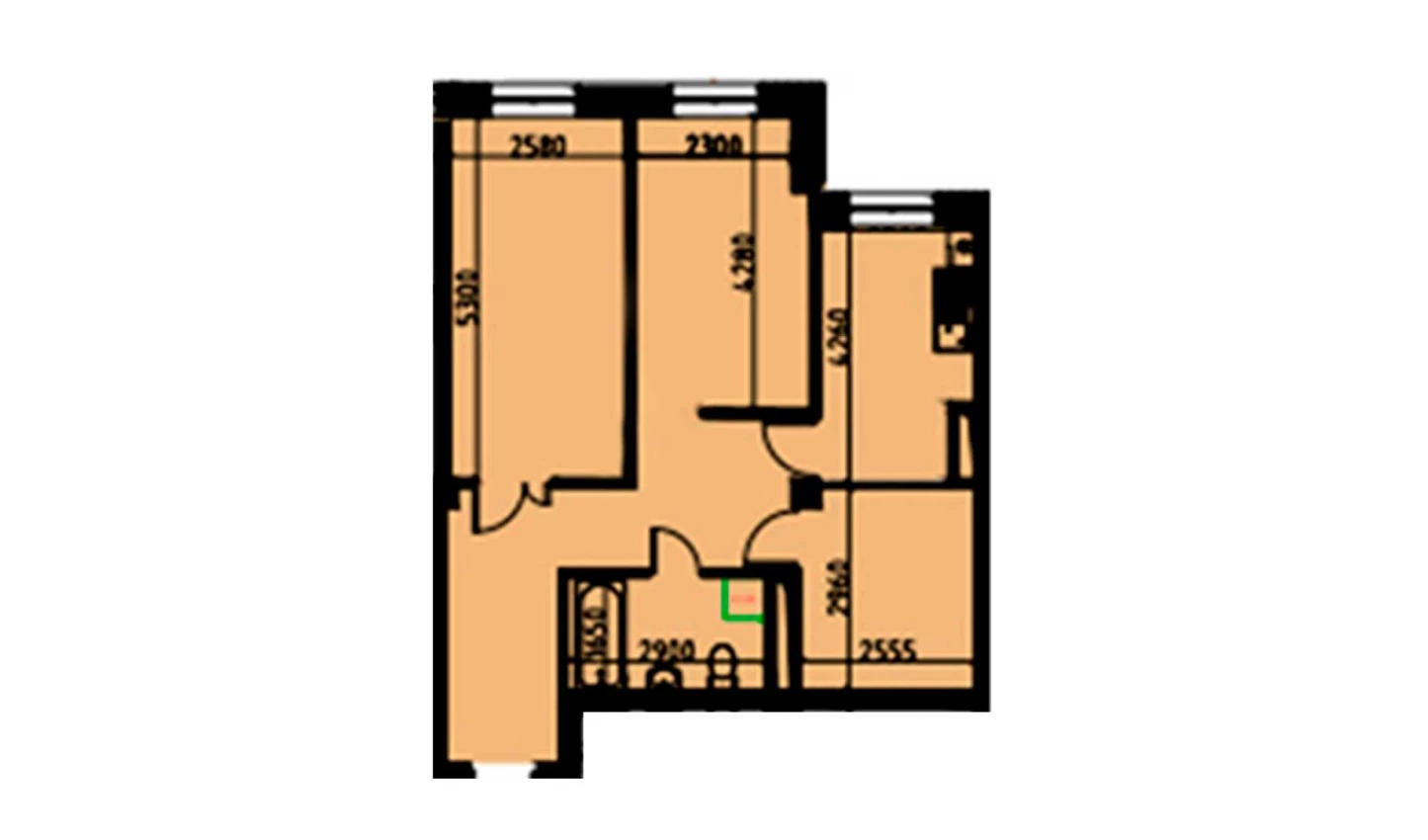 2-комнатная квартира 59.05 м²  1/1 этаж