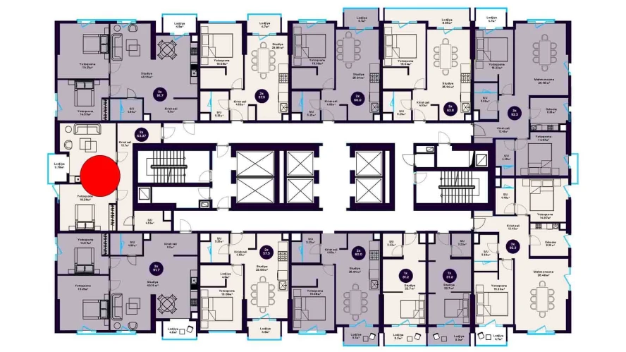 2-xonali xonadon 63.37 m²  8/8 qavat