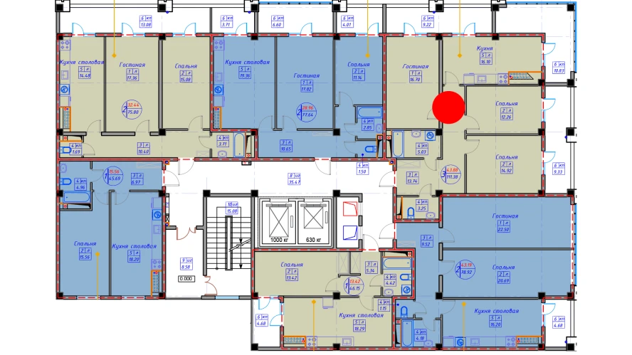 3-комнатная квартира 119.56 м²  1/1 этаж