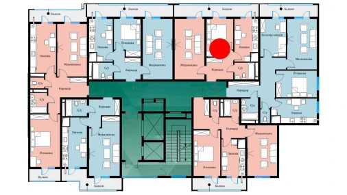 2-xonali xonadon 51.89 m²  2/16 qavat | SOKIN DIYOR Turar-joy majmuasi