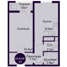 1-комн. квартира 41.6 м²  7/9 этаж | Жилой комплекс YAQINLAR