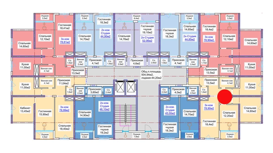 3-комнатная квартира 78.9 м²  5/5 этаж