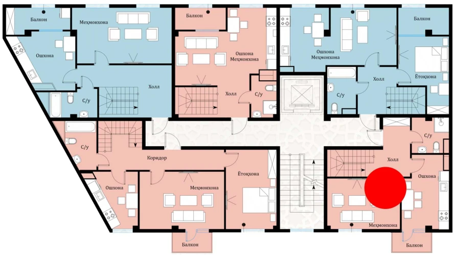 3-комнатная квартира 42.56 м²  7/7 этаж