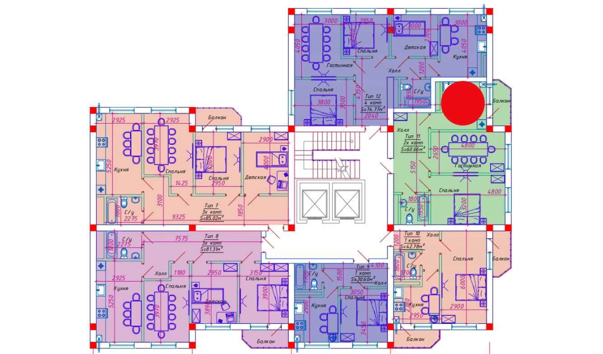 2-xonali xonadon 60.66 m²  10/10 qavat