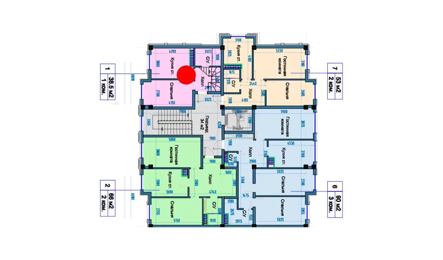 1-комнатная квартира 38.5 м²  2/2 этаж