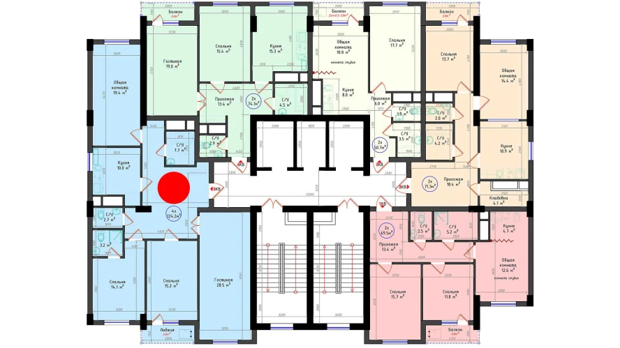 4-комнатная квартира 124.2 м²  3/3 этаж