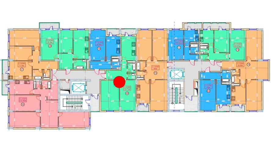 2-комнатная квартира 73.77 м²  9/9 этаж