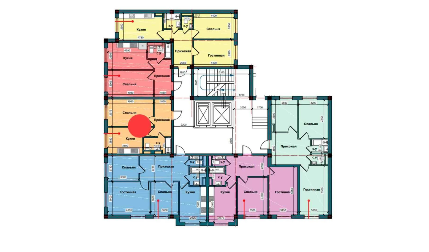 1-xonali xonadon 41.5 m²  2/2 qavat