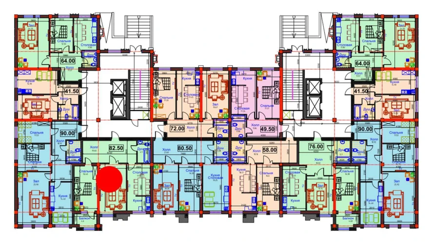 2-комнатная квартира 82.5 м²  1/1 этаж