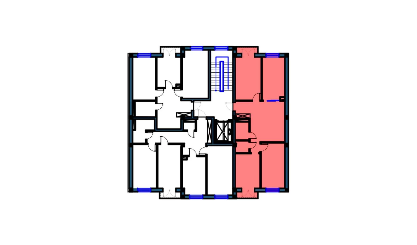 3-комнатная квартира 87 м²  4/4 этаж