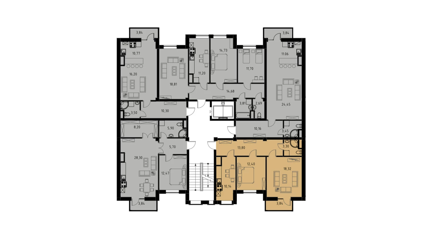 2-комнатная квартира 59.11 м²  9/9 этаж