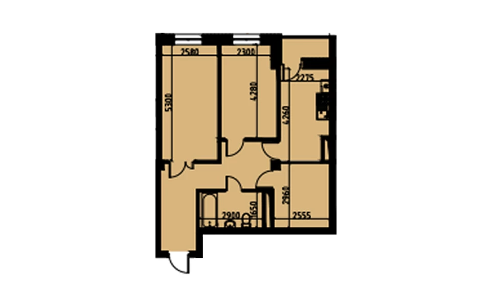 2-комнатная квартира 60.35 м²  4/4 этаж