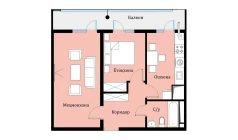 2-xonali xonadon 51.89 m²  2/16 qavat | SOKIN DIYOR Turar-joy majmuasi